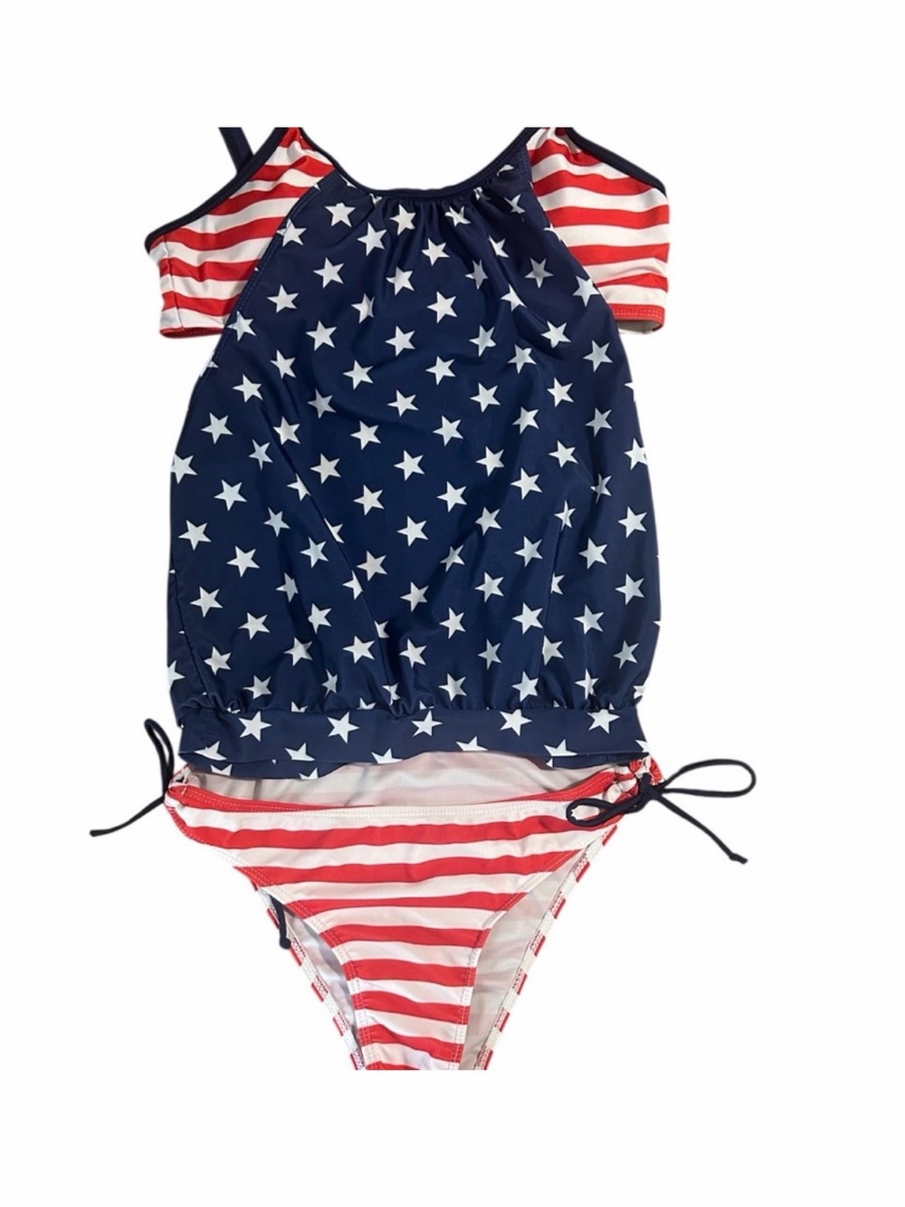Womens Navy Star & Red Stripe Tankini Swimsuit